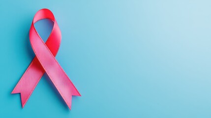 Pink Ribbon Display on Solid Background for Awareness Campaigns