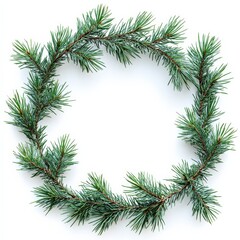 Watercolor Christmas greenery frame with white background