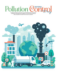 National pollution control day social media post with earth banner template