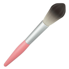 Pink brush 3d illustration with makeup brushes, beauty products, and assorted cosmetic tools
