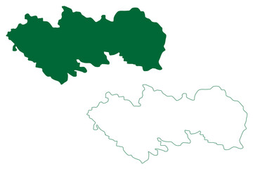 Kumuram Bheem district (Telangana State, Republic of India) map vector illustration, scribble sketch Komaram Bheem map
