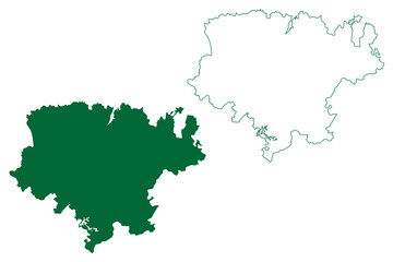 Koraput district (Odisha State, Republic of India) map vector illustration, scribble sketch Koraput map