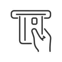 Credit card inserting line icon