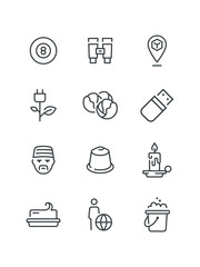 Businessman world inter, Butter food, Calculator accounting, Candle, set of icons for web design, vector illustration