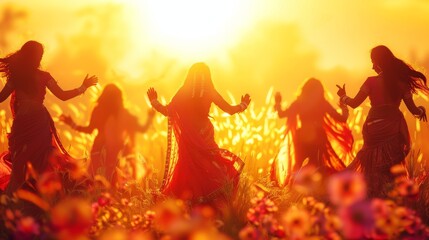 Minimalist Background of Traditional Bathukamma Festival: Indian Culture and Floral Art
