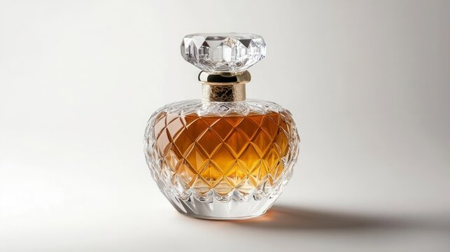 Perfume bottle with premium crystal cap, luxury cosmetic packshot