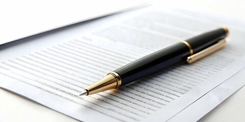 Isolated Business Contract and Pen Icon Vector for Corporate Branding, Legal Services & Business Promotions on White Background