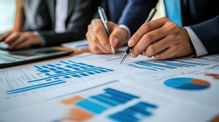 Business Team Analyzing Financial Report for Strategic Planning and Growth