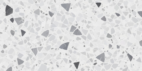 Terrazzo texture. Polished concrete floor and wall pattern. Old terrazzo flooring in seamless patterns texture , polished light gray, black and white stone for background. 