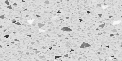 Terrazzo texture. Polished concrete floor and wall pattern. Old terrazzo flooring in seamless patterns texture , polished light gray, black and white stone for background. 
