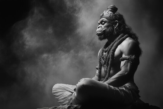 Black and white image of the powerful Hanuman Jayanti.