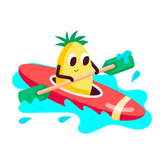 A flat style sticker of kayaking emoji 