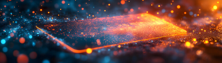 Glowing Abstract Credit Card in Digital Space - Dynamic Financial Freedom Art with Vibrant Colors & Holographic Effects for Stock Photos