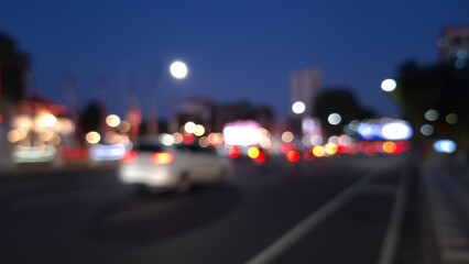 blurry bokeh Surabaya Traffic in night