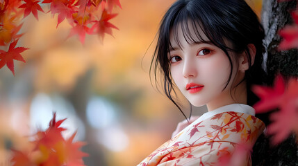 Autumn Beauty in a Kimono