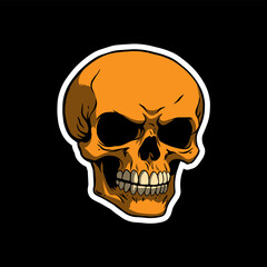 skull art illustration hand drawn for stickers logo poster etc