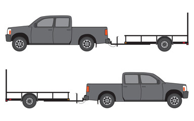 Pickup Pulling Utility Trailer © cookart