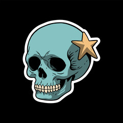 skull art illustration hand drawn for stickers logo poster etc