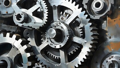 Precision-crafted metallic gears showcasing industrial elegance and intricate design, perfect for a technology or engineering showcase