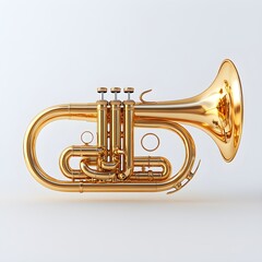 Naklejka premium High-quality detailed photograph of a bugle, emphasizing reflections and polished brass finish