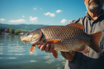 Man fishing and enjoying his hobby image created with generative AI