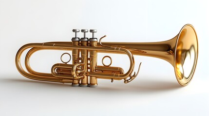 Fototapeta premium Realistic high-resolution close-up of a brass bugle instrument in natural lighting image
