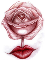 red rose on white background