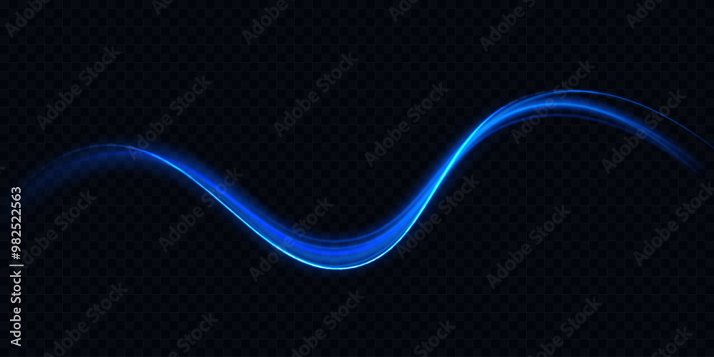 Poster luminous blue lines png of speed. light glowing effect png. abstract motion lines