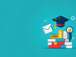 Global education service provider, online learning network, flat design illustration