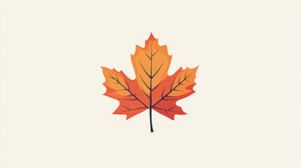Fototapeta premium A simple, flat design of a maple leaf, perfect for nature-themed artwork.