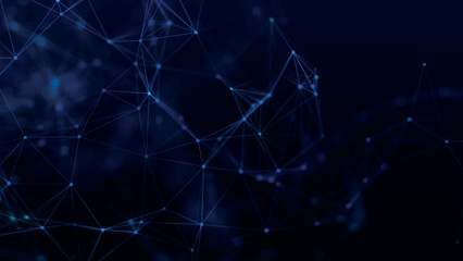 Abstract background with connecting dots and lines. Network connection structure. Plexus effect. 3d Vector illustration.