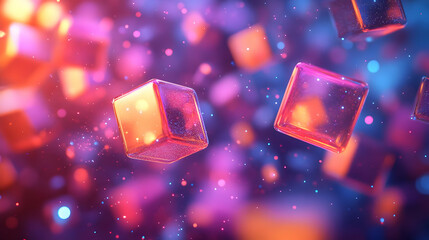 3D Glowing Abstract Clearance Sale Design with Flashing Light Effects & Floating Sale Icons for Retail Promotions