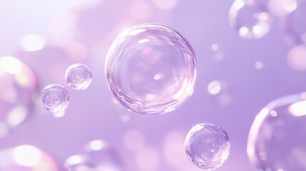 Light water bubbles scattered across a dreamy pastel lavender background.