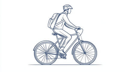 Fototapeta premium A simple line drawing of someone riding a bicycle. It represents exercise, transportation, and recreation. The image can be used for fitness, commuting, or leisure activities.