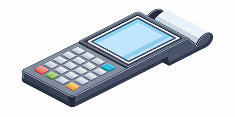 Flat Isolated Coupon Ticket with Payment Terminal Concept - Sleek Vector Illustration for Retail Promotions and Secure Transactions in Business Marketing