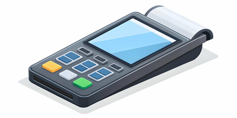 Flat Isolated Coupon Ticket and Payment Terminal Concept - Sleek Vector Illustration for Retail Promotions and Secure Transactions in Business Marketing