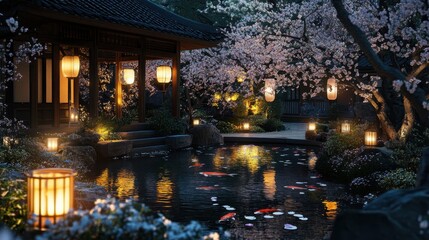 Serene Japanese Garden at Twilight