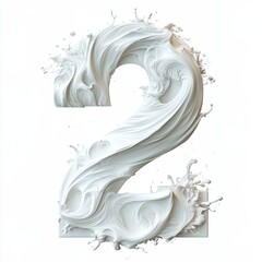 Fototapeta premium 3D number 2 with tornado texture realistic modern design, soft lighting, white background