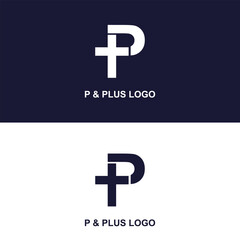 Plus sign and letter p plus combination idea design. Unique color transitions. Health and medical service design template. vector.
