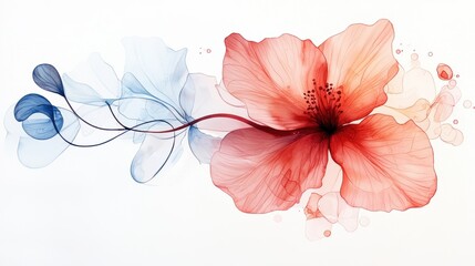 Obraz premium Abstract Flower with Watercolor Effects