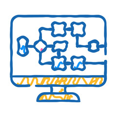 electrical circuit computer screen doodle icon sketch vector. electrical circuit computer screen sign. isolated symbol illustration