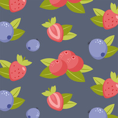 Seamless pattern. Berries in cartoon style isolated on background