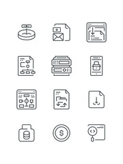 Mobile, Network, Planning, Planning, set of icons for web design, vector illustration