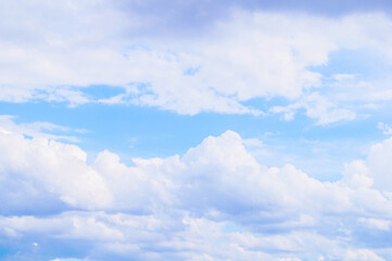 Sky background, romantic sky in pastel tones, vast panoramic sky with soft pink clouds