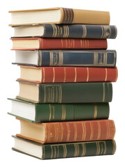 Fototapeta premium PNG Stacked vintage books on a white background
