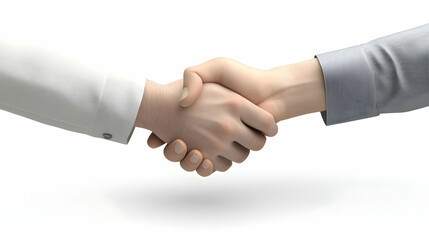 3D Candid Business Deal Closure with Handshake - Authentic Professionals Sealing Acquisition Agreement, Perfect for Corporate Branding & Financial Marketing, Isolated Icon on White Background