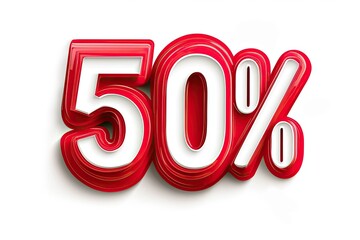Bold 50 discount sign in red and white