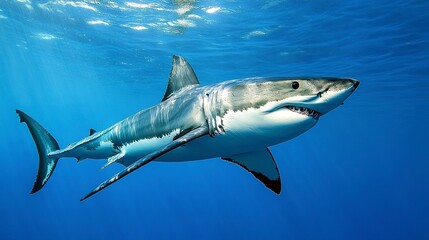 Fototapeta premium vibrant colors showcasing dynamic movements sharks underwater scene, ocean, marine, creature, swimming, sea, fin, tail, body, fluidity, pattern, light 