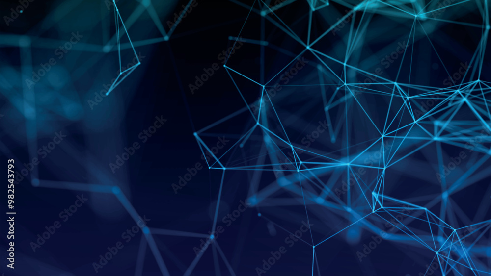 Fototapete Abstract background with connecting dots and lines. Network connection structure. Plexus effect. 3d Vector illustration.