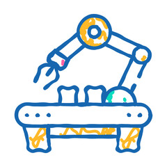 factory robotic arm doodle icon sketch vector. factory robotic arm sign. isolated symbol illustration